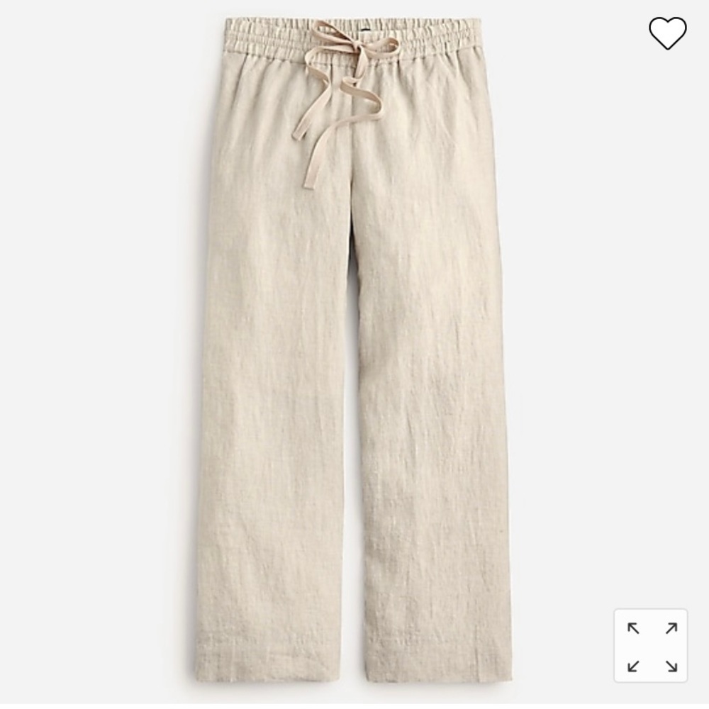 JCrew Wide-Leg Seaside Pant in Flax Linen, size Large